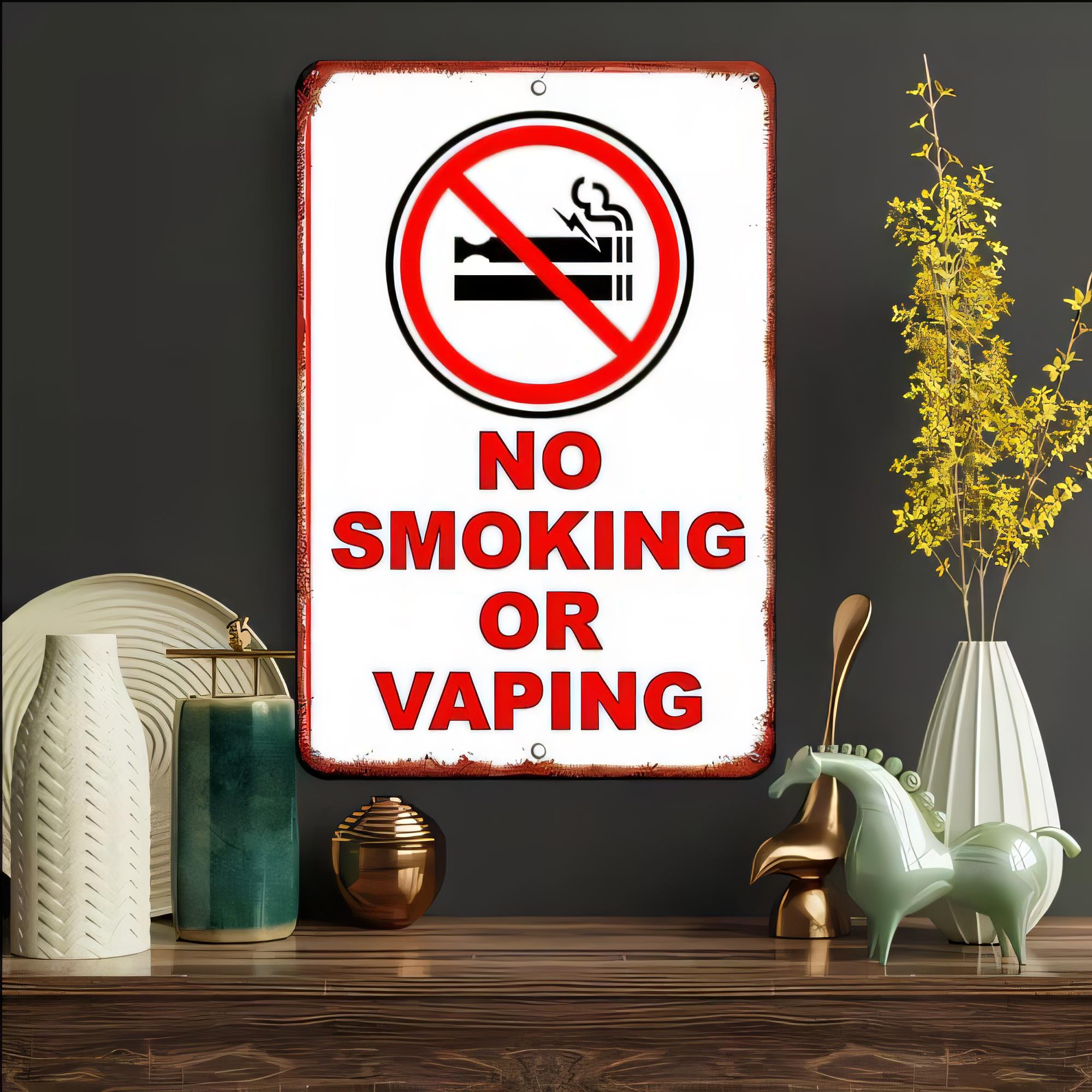 Tin Sign No Smoking Or Vaping  - огляд і ціна Vaping Area